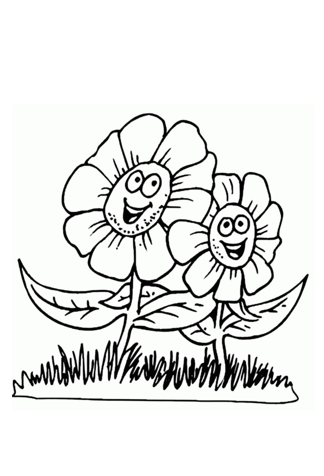 Online coloring book: Two singing flowers coloring page